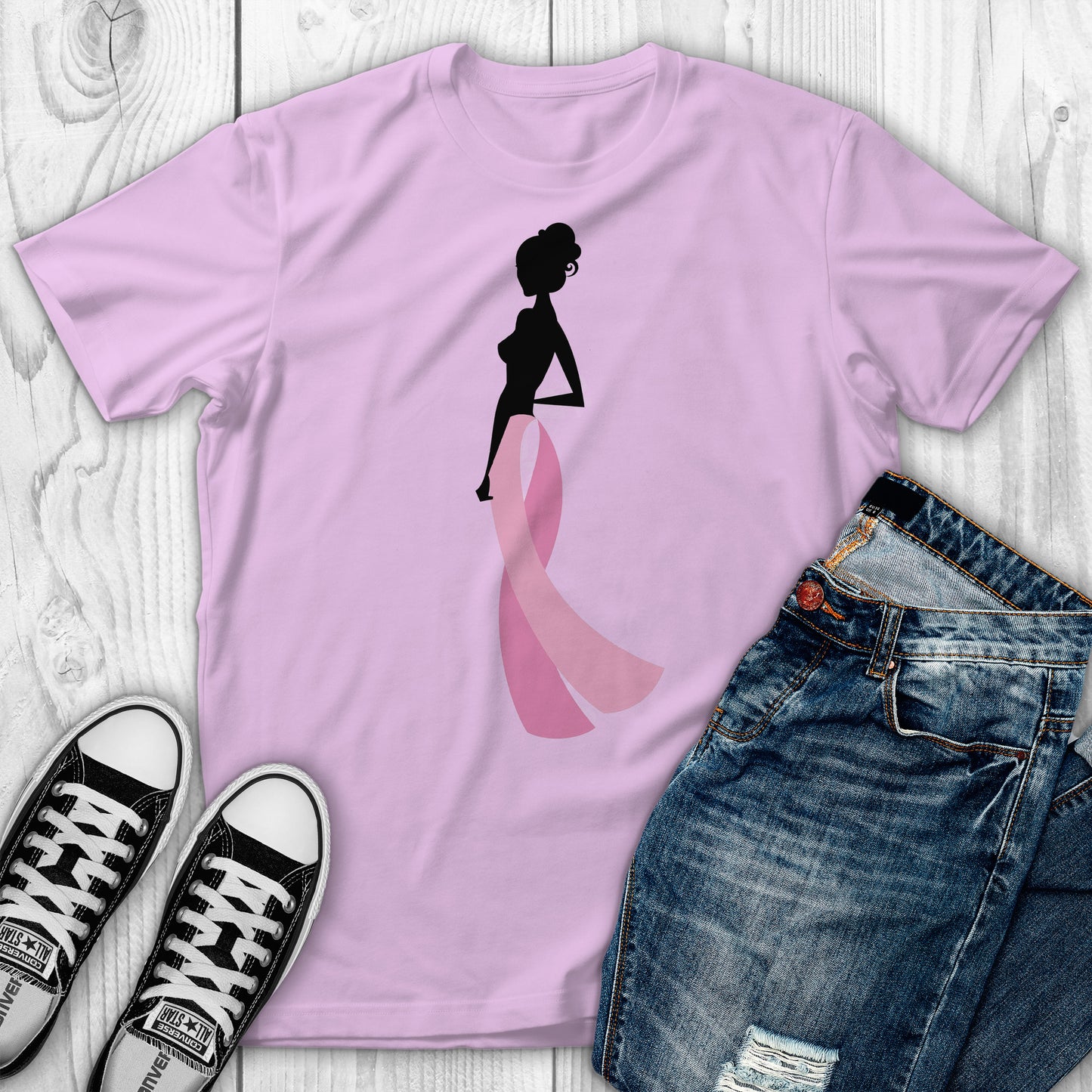 Breast Cancer Lady with Ribbon