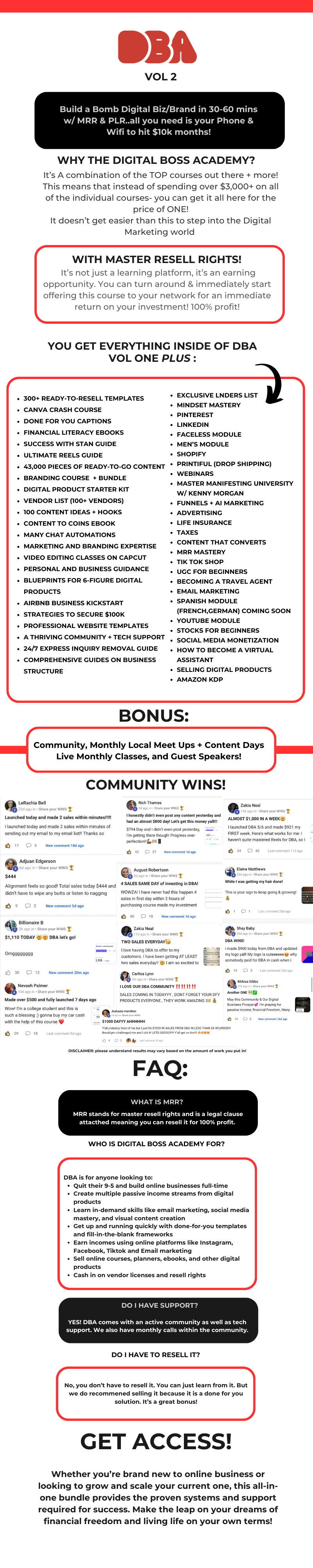 Digital Boss Academy (DBA) with MRR Volume 1 and 2