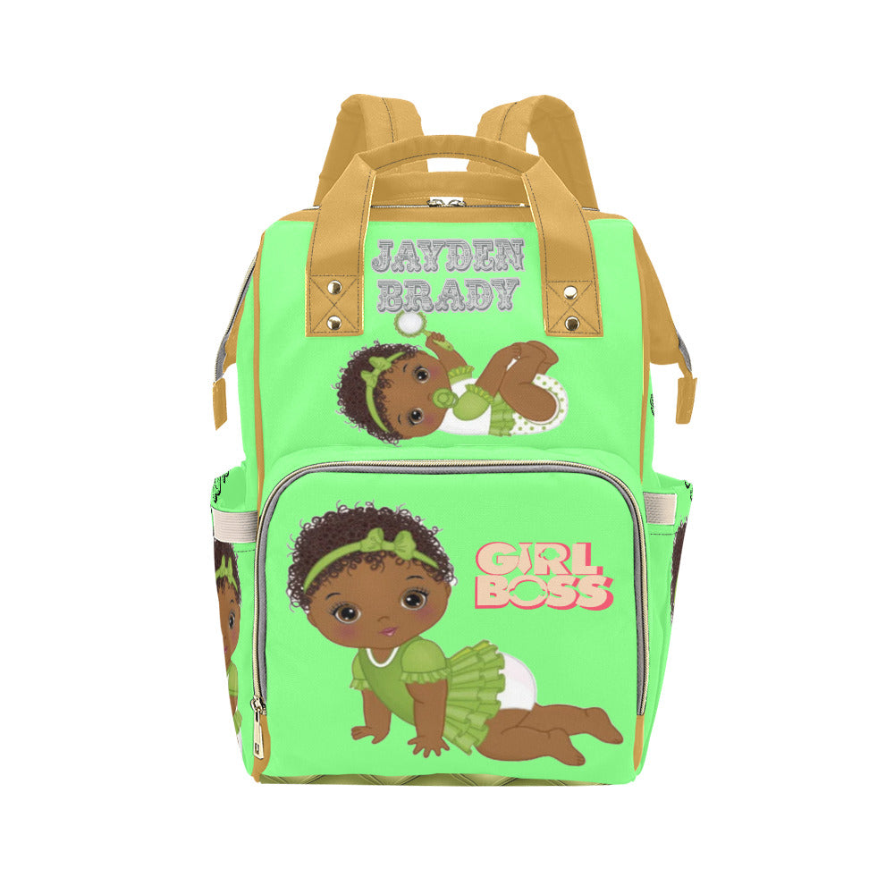 Baby Girl Customizable Multi-Function Diaper Backpack/Diaper Bag (Model 1688)