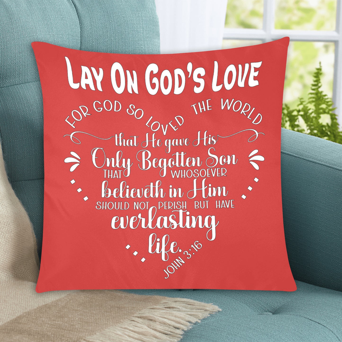 John 3:16 Pillow Case (one side) No Zipper