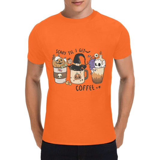 Halloween Coffee Men's Heavy Cotton T-Shirt (One Side Printing) (D6422847)